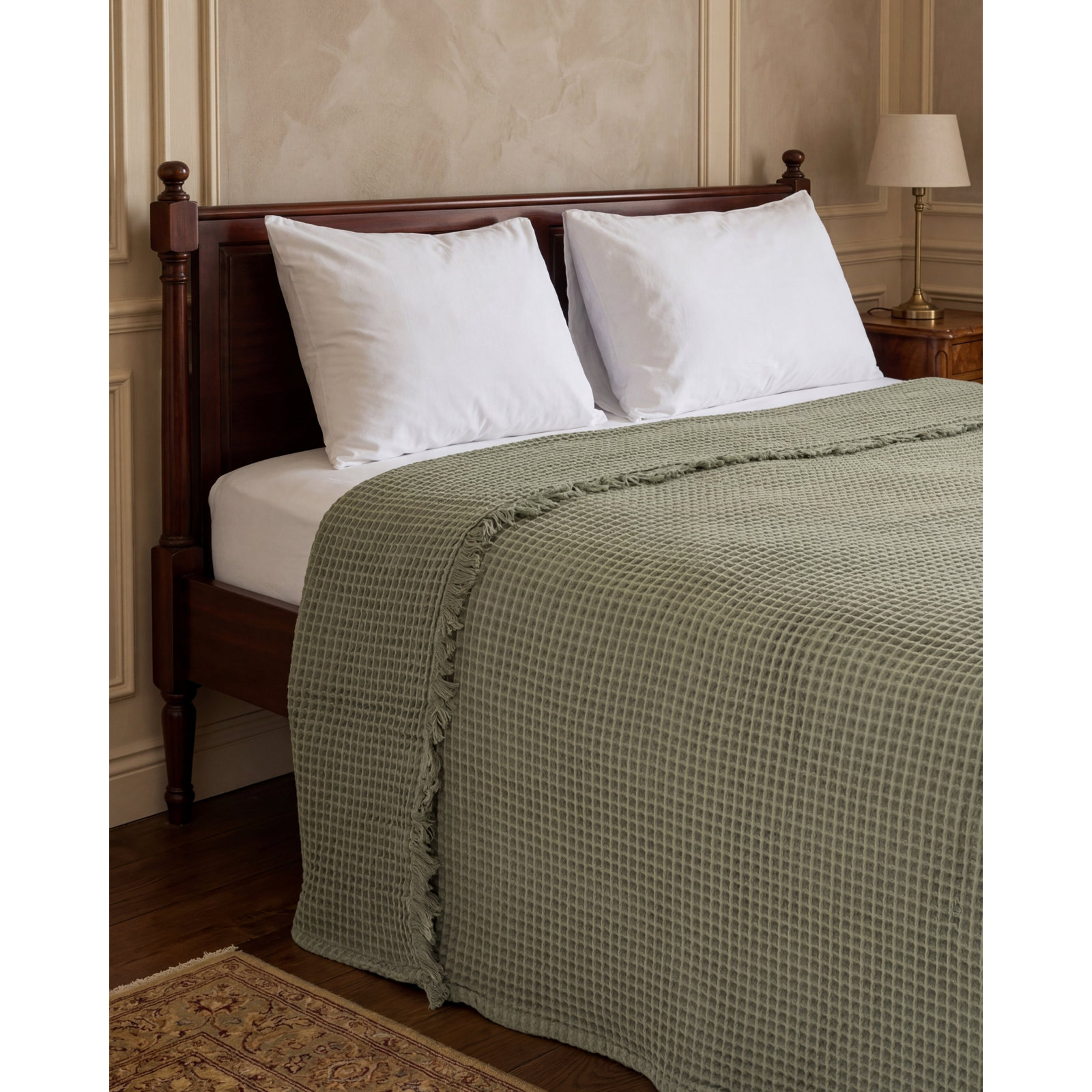 Turkish Cotton Coverlet Set, Sage Green - King