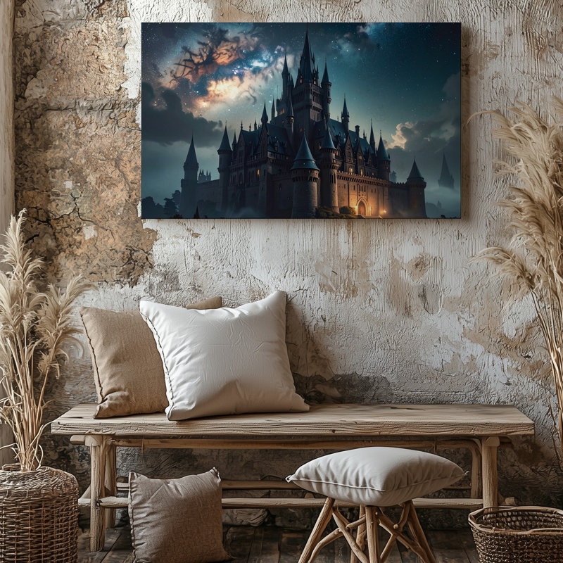 Impression sur toile, château galactique gothique, H 9 po x l 12 po