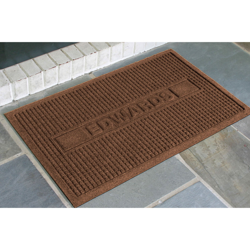 Tapis de porte intérieur personnalisé 23 po x 35 po Waterhog Squares, Marron foncé