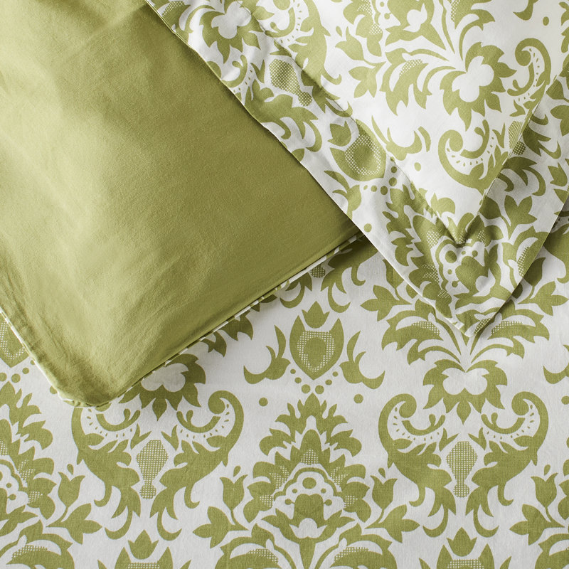 Acworth Farmhouse / Country Cotton Damask Duvet Cover, Full / Queen Duvet Cover + 2 Standard Shams
