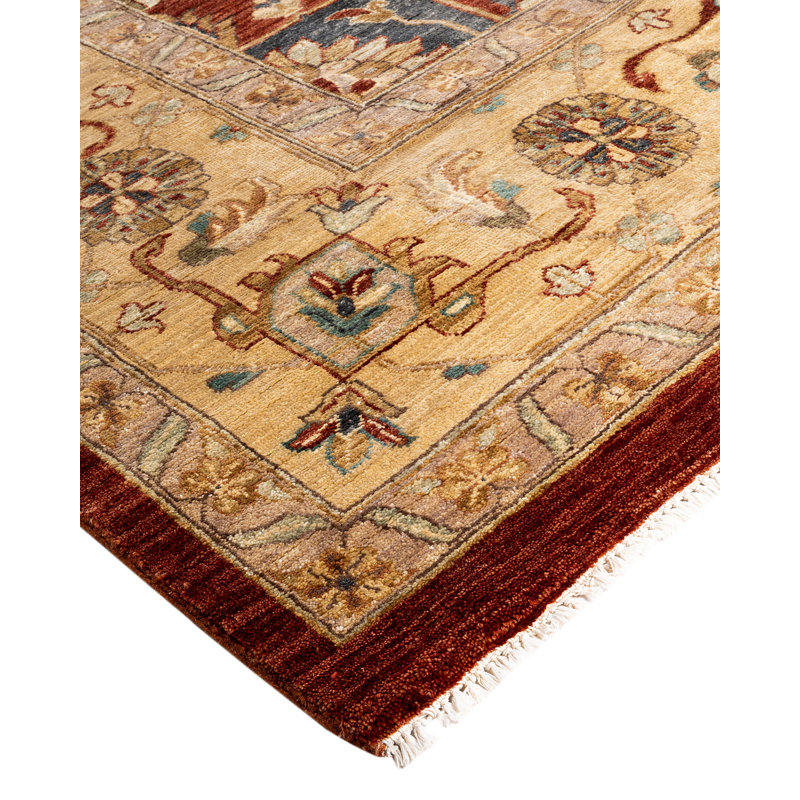 Oushak Red and Beige Hand-Knotted Wool Area Rug