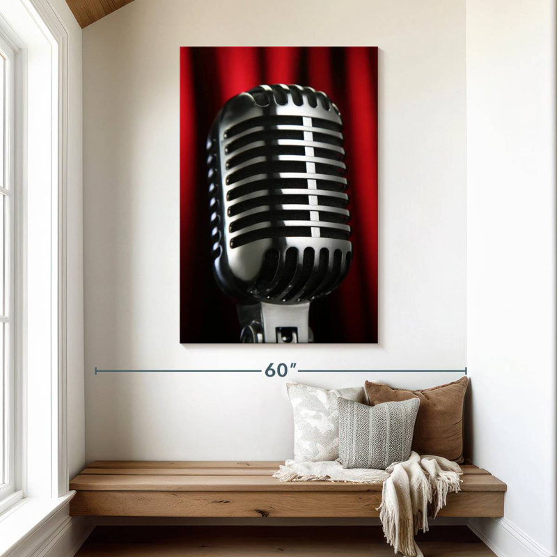 Abarca Vintage Microphone, 48" H x 32" W