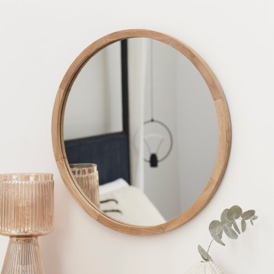 Luvine Solid Wood Round Mirror