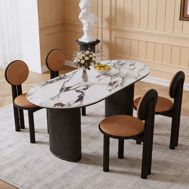 Table de salle à manger ovale, Ensemble de 5 pièces : table, 4 chaises, H 29,53 po x l 62,99 po x P 35,43 po