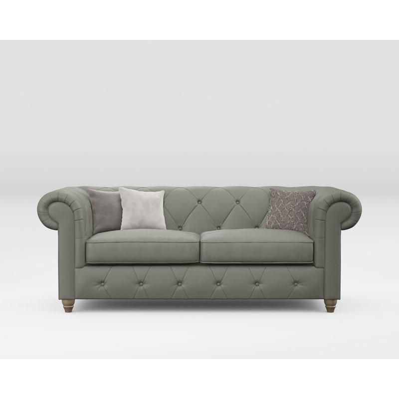 Melrose 3 Seater Leather Sofa, Walnut, Stone Grey