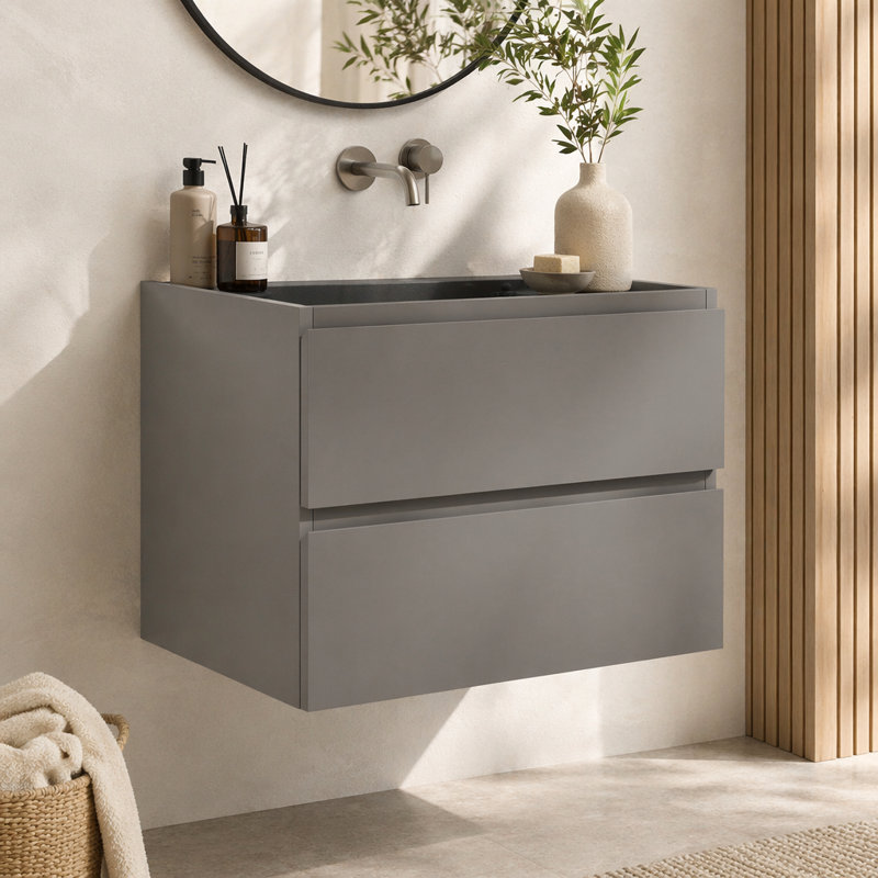 Armoire murale SANS lavabo avec deux tiroirs, Gris