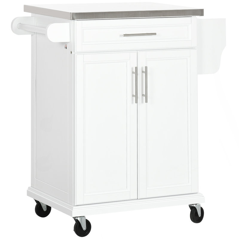 Rolling Kitchen Island Cart With Stainless Steel Countertop, Drawer, And Multiple Racks For Enhanced Storage And Mobility