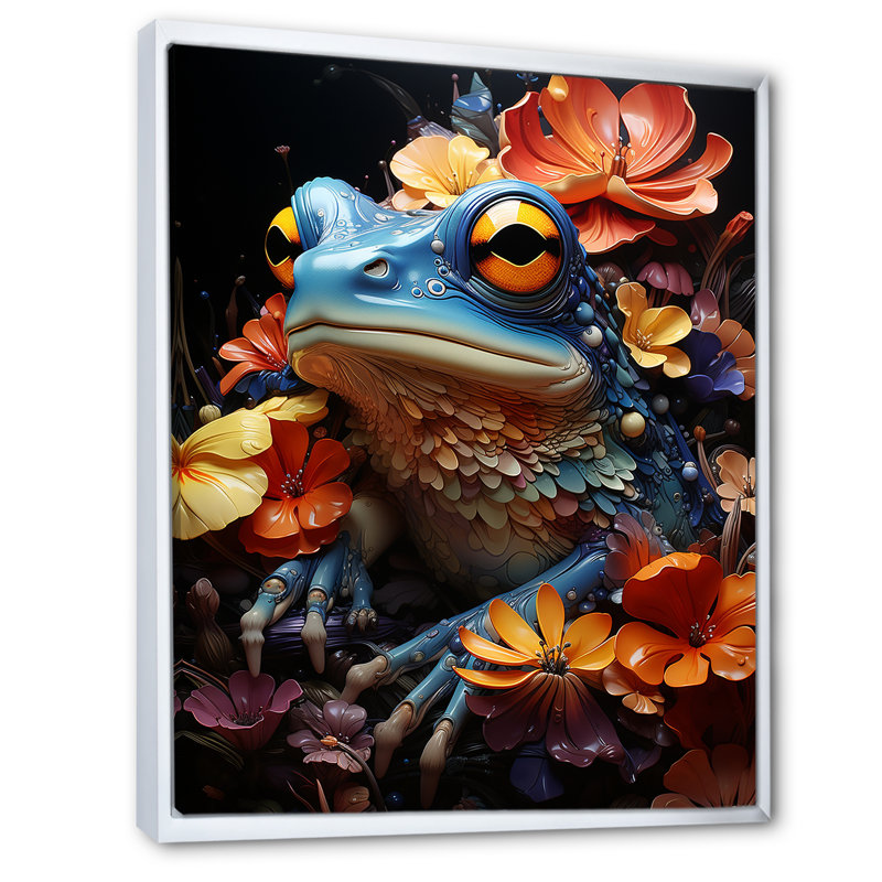 Cosmic Frog Journey sur impression sur toile, Cadre flottant blanc, H 20 po x l 12 po x P 1 po