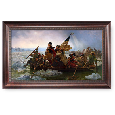 Washington Crossing The Delaware 1851 The World Classic Art Reproductions,Giclee Prints Framed WallArt for Home Decor,Dark Brown Faux Wood Grain Framed