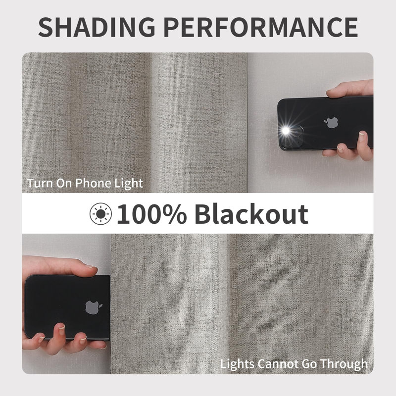 Rideaux occultants de 84 po de longueur, rideaux obscurcissants, rideaux 100% occultants et isolants à protection d'intimité (l 52 po x L 84 po, blanc grisâtre)