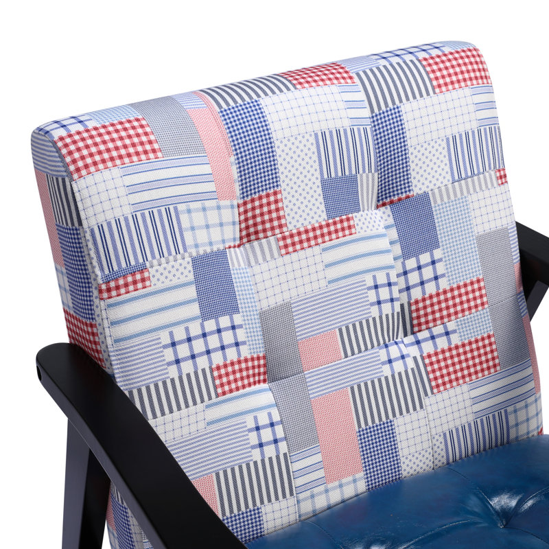 Deveral Faux Leather Armchair, Patchwork, Blue Patchwork