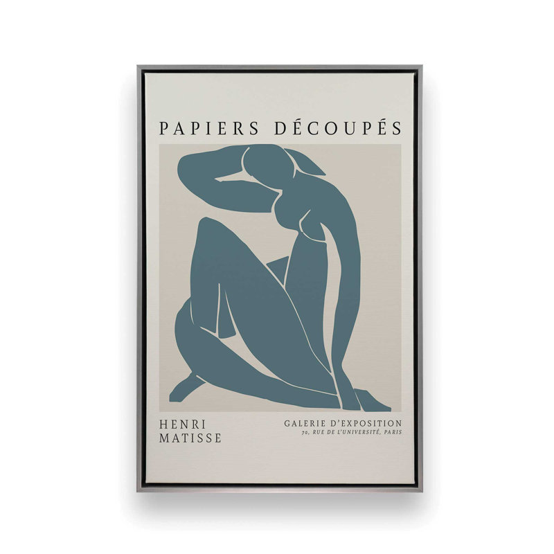 Matisse's Nude II en bleu minuit, H 12,75 po x l 8,75 po x P 1,75 po, Cadre flottant en chrome poli