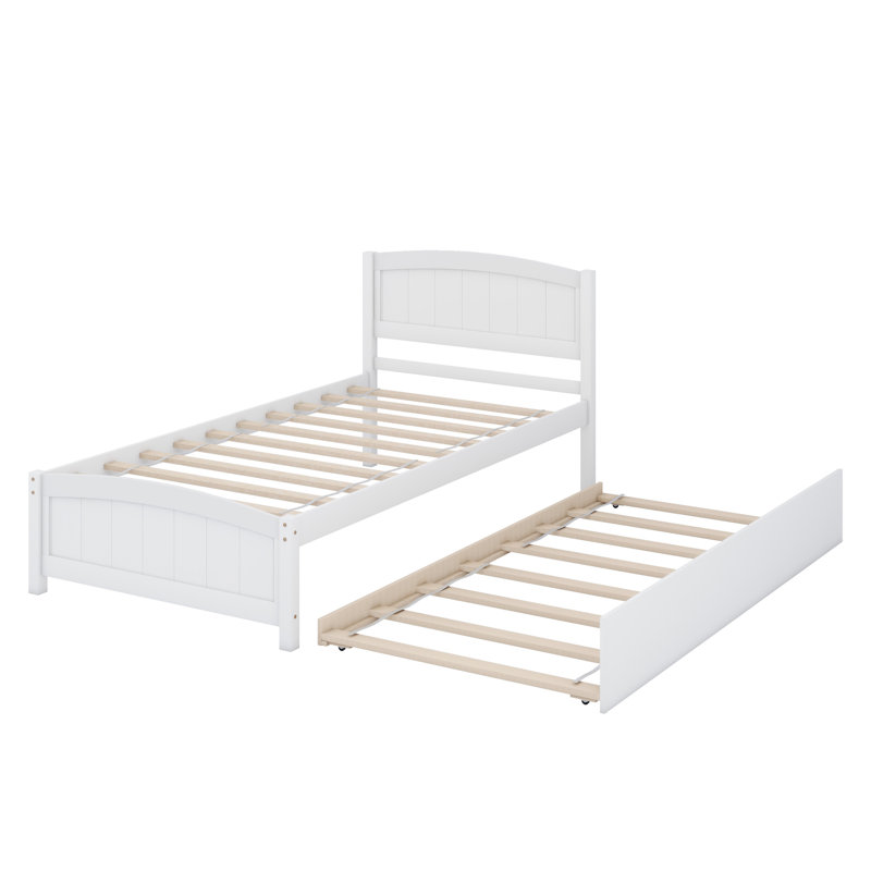 Lit plate-forme avec lit gigogne, Blanc