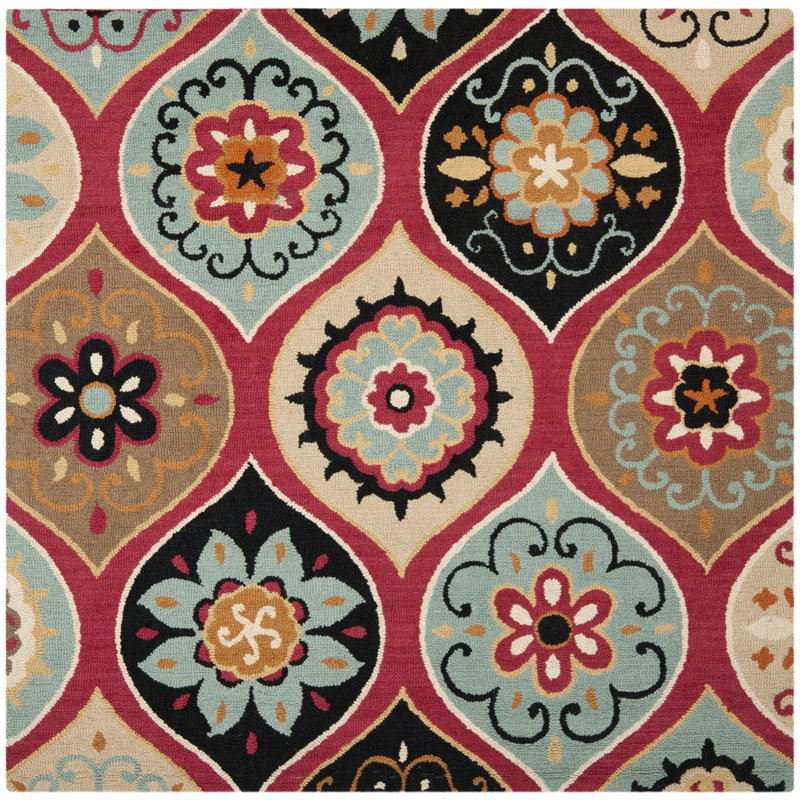 Roslyn Hand Tufted Wool Damask Rug, Square 7'