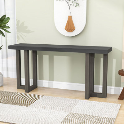 Geometric Console Table with Wood Legs and Top