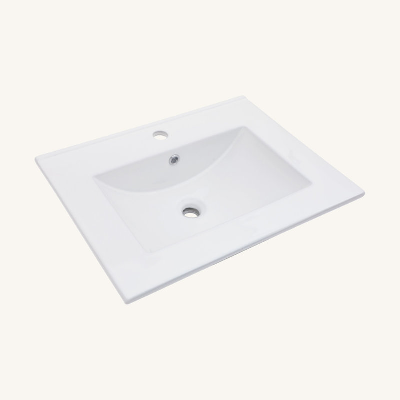Comptoir de meuble-lavabo simple blanc 24 "x 18" avec trop-plein (lavabo seulement), Simple