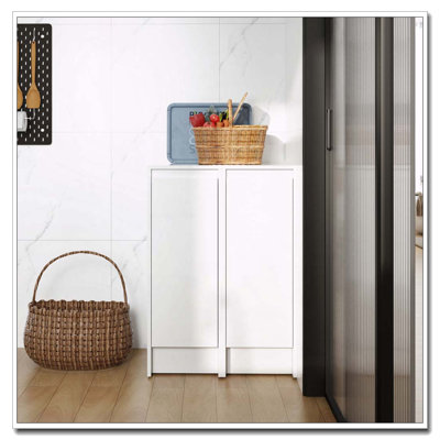 Armoire de rangement autoportante avec portes à fermeture douce