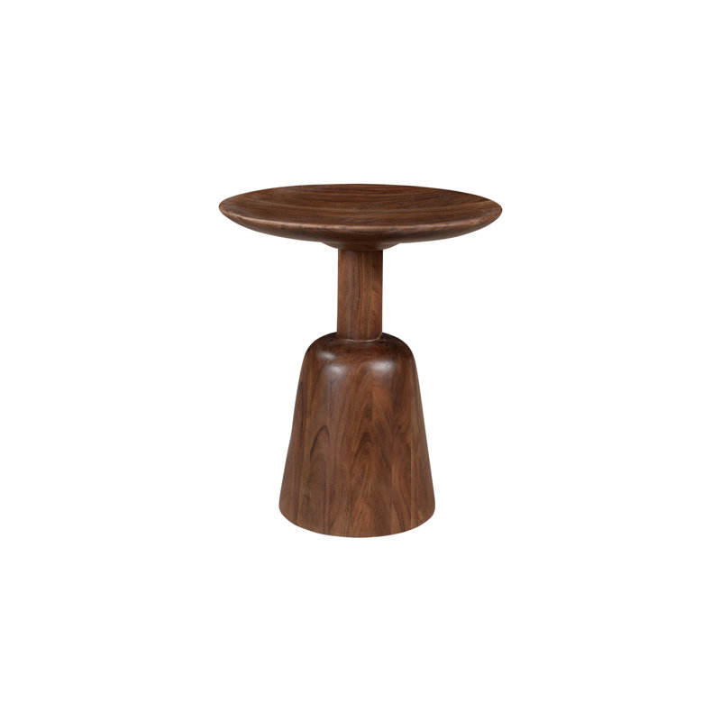Table de bout à piédestal en bois massif James, Brun foncé