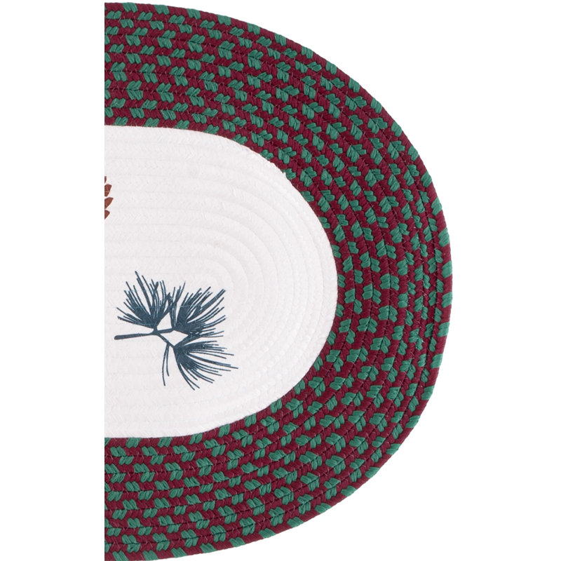 Braided Christmas Poster 112 Hand Woven Performance Machine Washable Floral Rug, Oval 1'8" x 3'