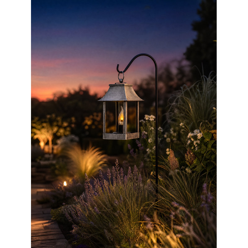 Lanterne d'extérieur à énergie solaire 11,5 "avec bougie électrique, Argent