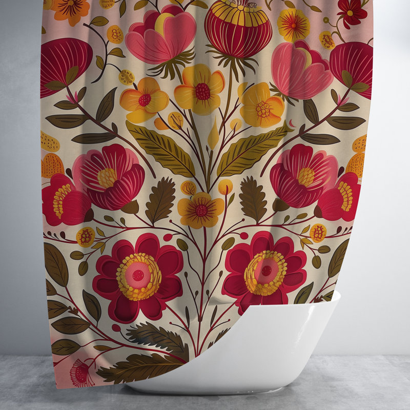 Agnes Folk Maximalist Shower Curtain, 74"H x 71"W