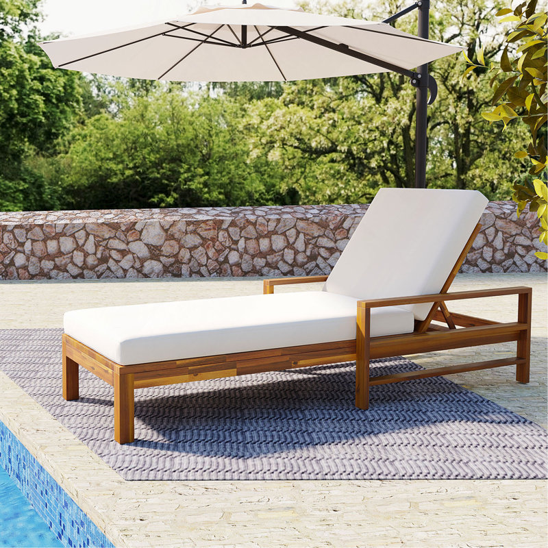 Méridienne d'extérieur à dossier réglable en bois d'acacia, convenant aux jardins, terrasses et bord de piscine