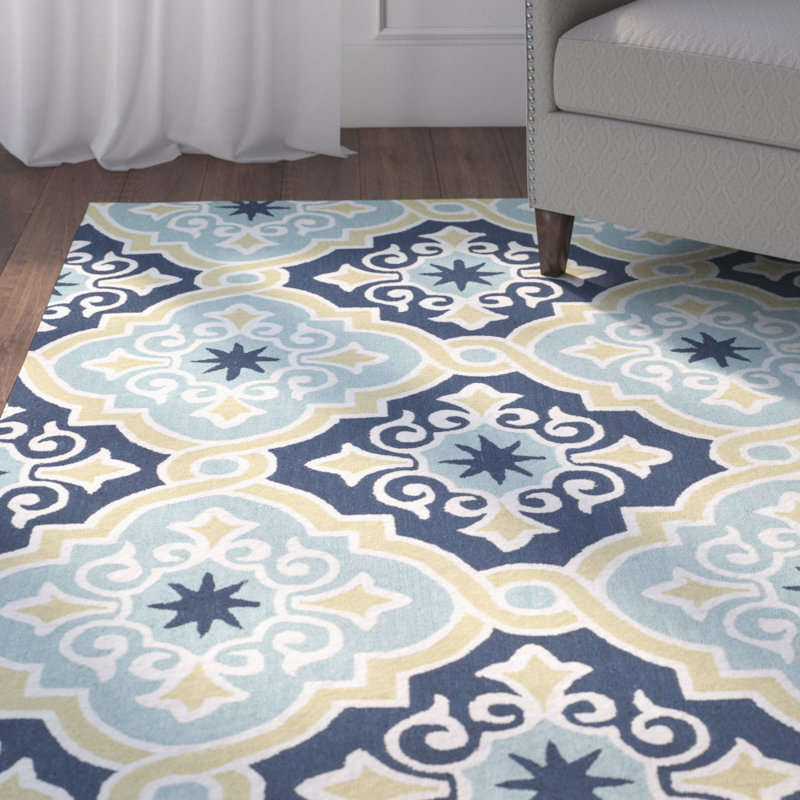 Daina Hand Hooked Performance Geometric Rug, Rectangle 3'6" x 5'6"