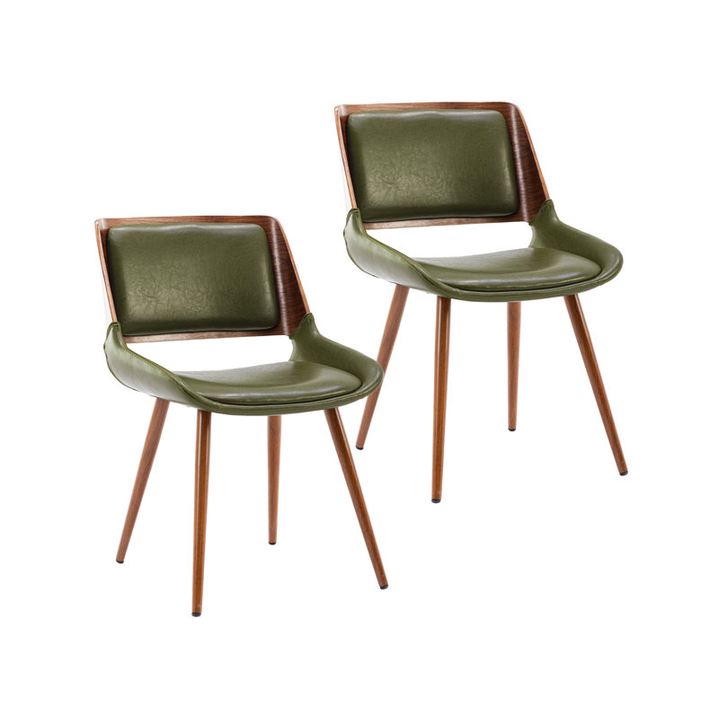 Basil Faux Leather Mid-Century Dining Chair, Green