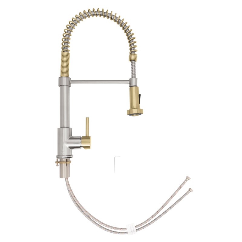 ZLINE Autograph Apollo Pull Down Spring Single Handle Kitchen Faucet, Brushed Nickel;Champagne Bronze
