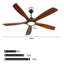 Ventilateur de plafond standard à 5 pales à DEL avec télécommande et ensemble d'éclairage pour le salon-131976224