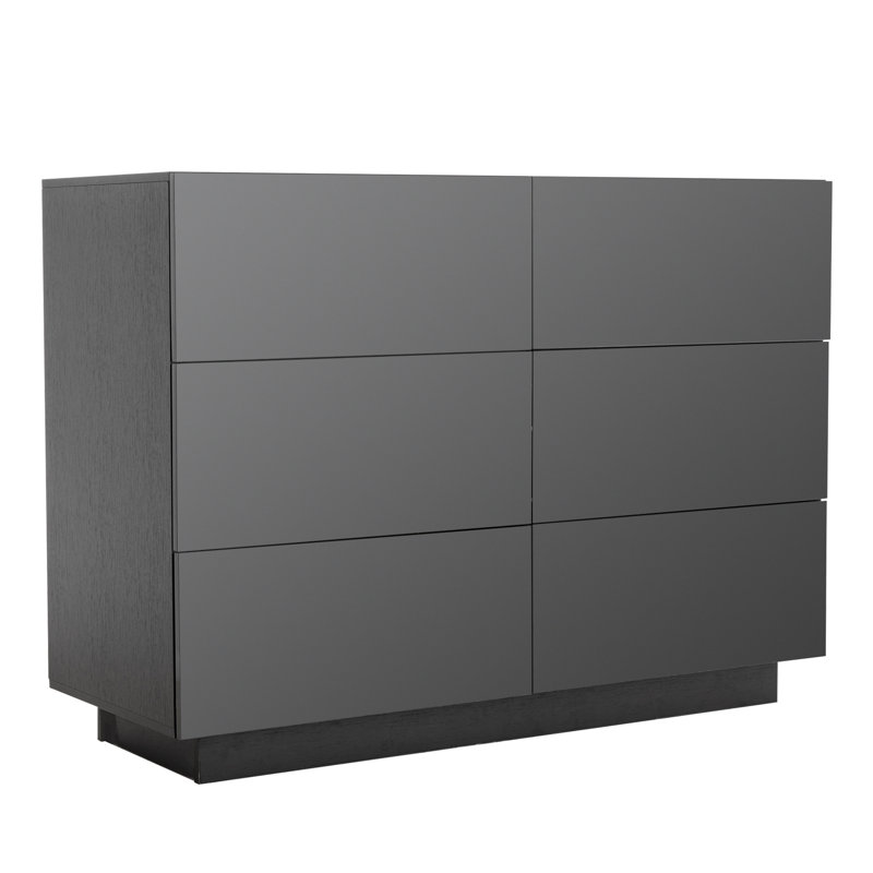 Commode 6 tiroirs avec lumière DEL Aylina, Noir
