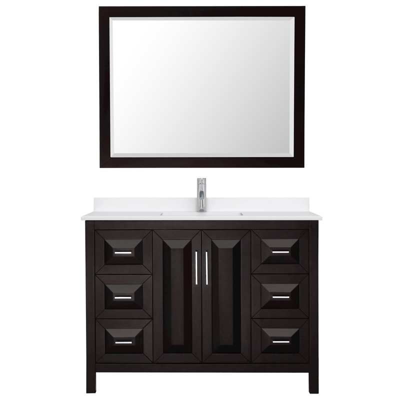 Daria 48'' W Vanity, Brown, Polished Chrome, White Quartz