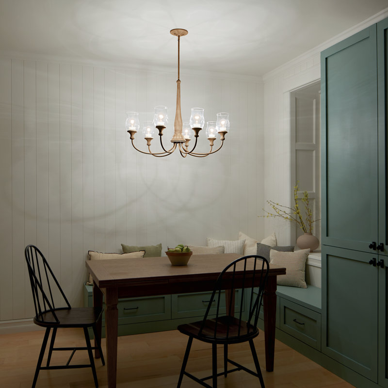 7 - Light Dimmable Classic / Traditional Chandelier, Warm Maple