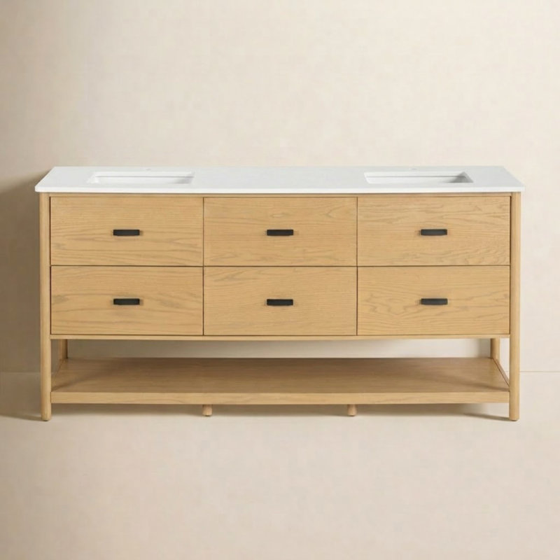 Kaplan 72" Double Sink Bathroom Vanity, Natural
