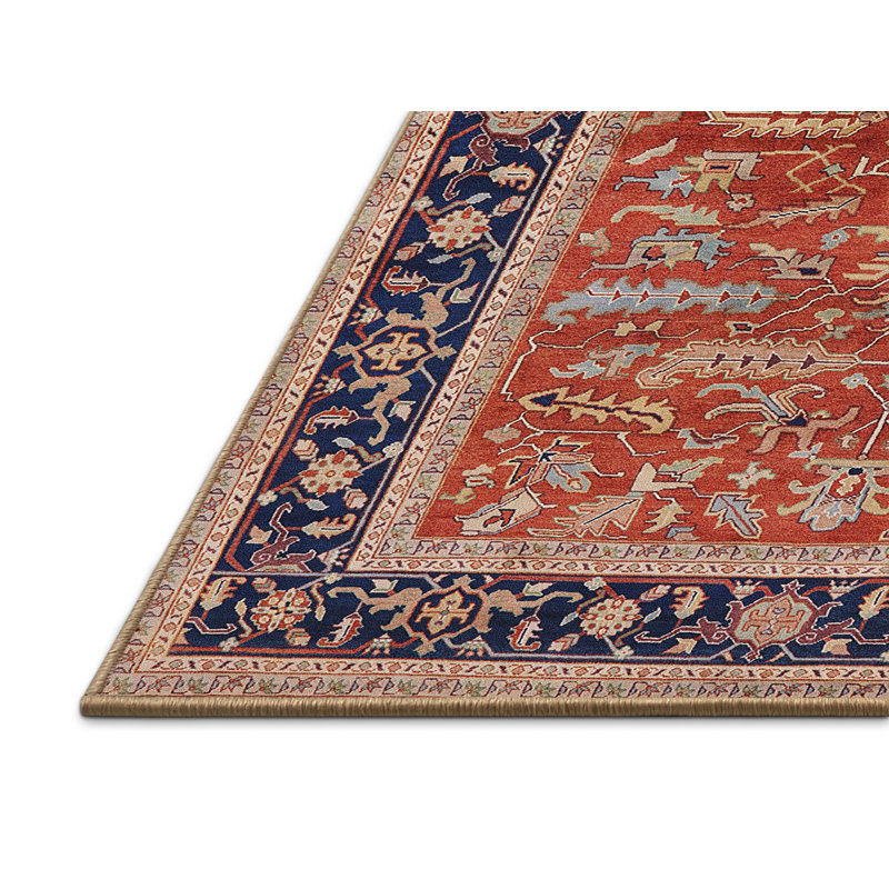 Tapis oriental orange / bleu marine, Rectangle 7 pi x 10 pi