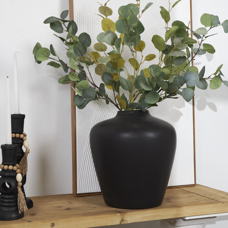 Mable Ceramic Table Vase, Black