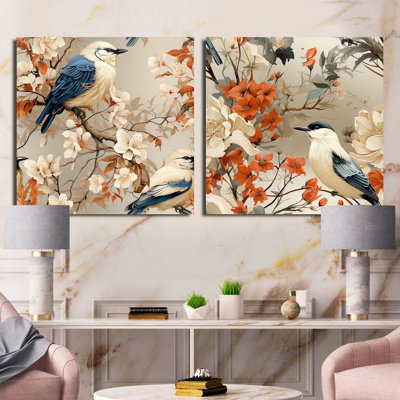 Lenora - Ensemble de 2 collages carrés floraux