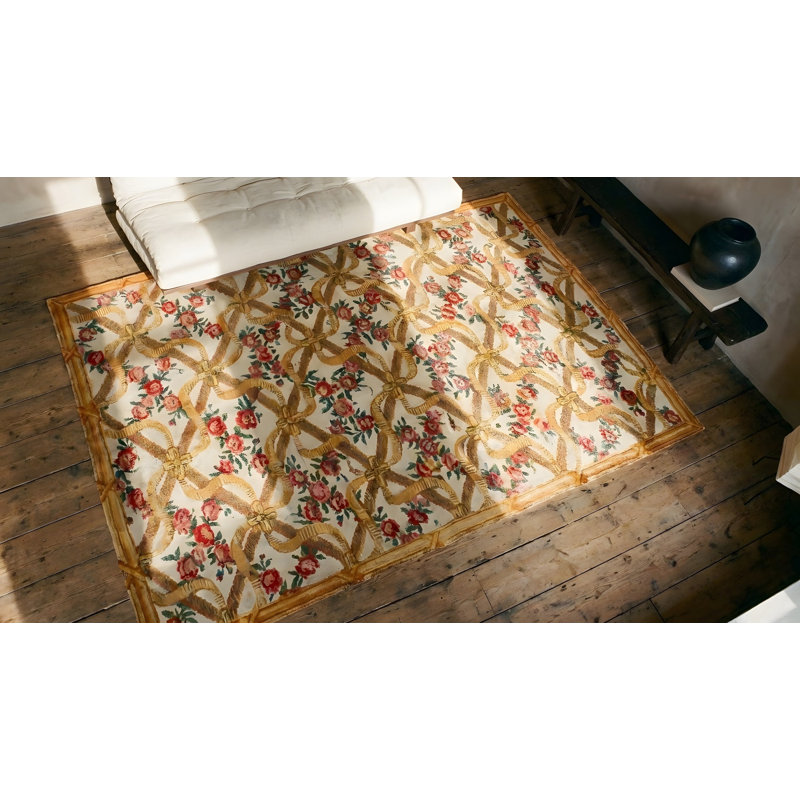 Antique Savonnerie French Allover Floral Knotted Rug