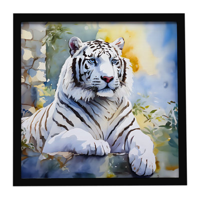 Tigre blanc, impression sur métal encadrée