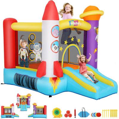 8.9' x 6.0' Inflatable Bounce House Outdoor Funhouse with Air Blower, Slide