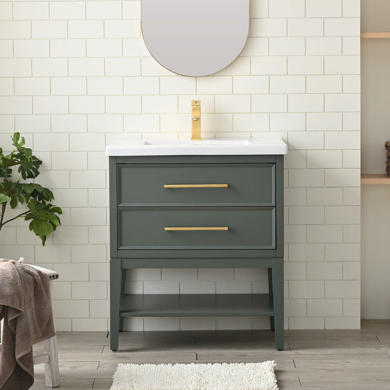 Ensemble de meuble-lavabo simple 30,13 po Brodnax, Vert rétro