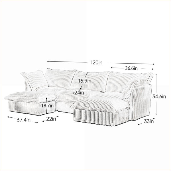 Wrought Studio Sectional Sofas, Modern Modular U-Shaped Deep Seat Comfy ...