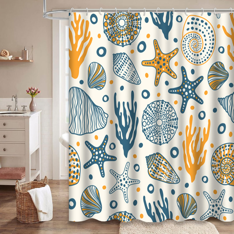 Rideau de douche de plage avec 12 crochets, L 72 po x l 72 po