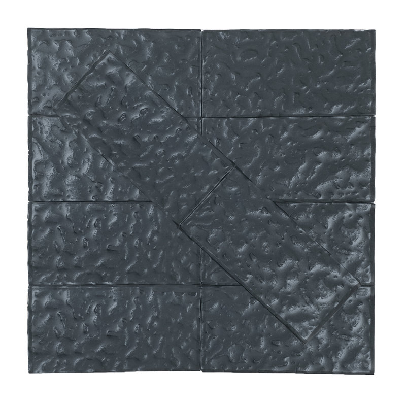 Metallics 3 in. x 6 in. Glass Straight Edge Subway Wall & Accent Tile, Carbon Frost Gray