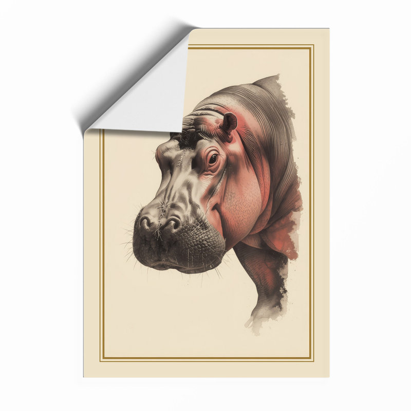 Hippopotamus Study Botanical - Framed Print, Unframed, A4 - 29.7 x 21.0 cm