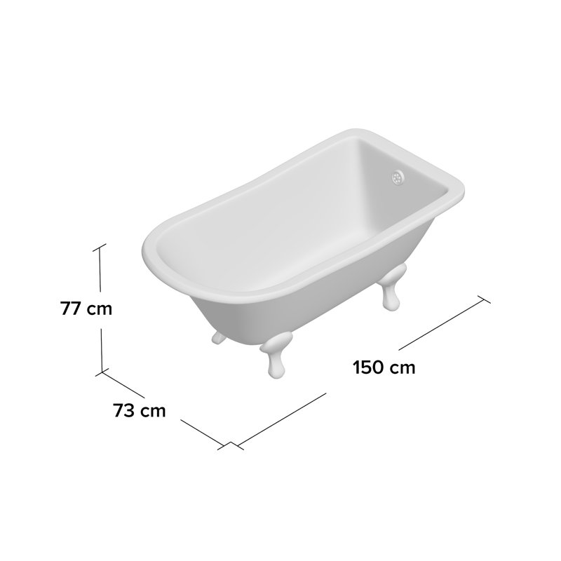Brockley 1500mm x 730mm Soaking Acrylic Bathtub