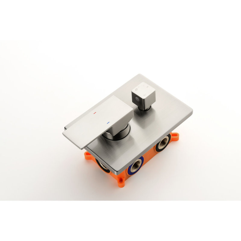 3 Outlets Shower Diverter Mixer Valve - Solid Brass, Balance, Way Outlet, 1/2, Brushed Nickel Kit Outlets, 1/2