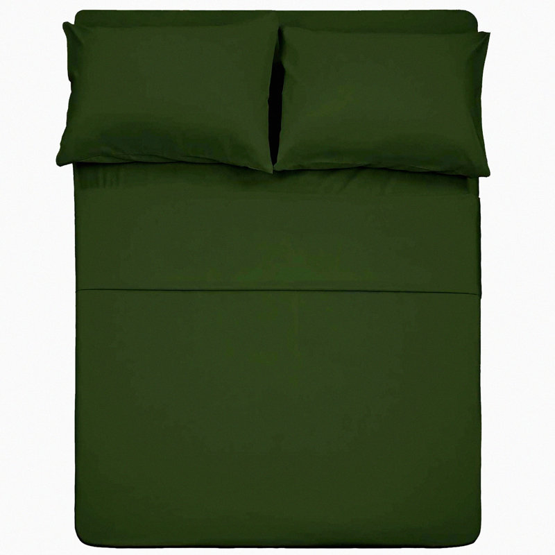 Olive Green Queen Size Bed Sheet Set - 4 Piece Luxury Bedding with Deep Pockets, Extra Soft Brushed Microfiber, Fade Resistant - Includes Flat Sheet, Fitted Sheet, and 2 Pillow Cases