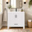 Ensemble de meuble-lavabo simple 30 po avec lavabo en céramique, blanc, bois massif-2129112190-2129112188