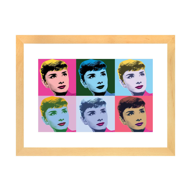 Audrey Hepburn Warhol Sabrina par radio Days-impression d’art graphique, Blanc, H 24 po x l 16 po x P 1 po